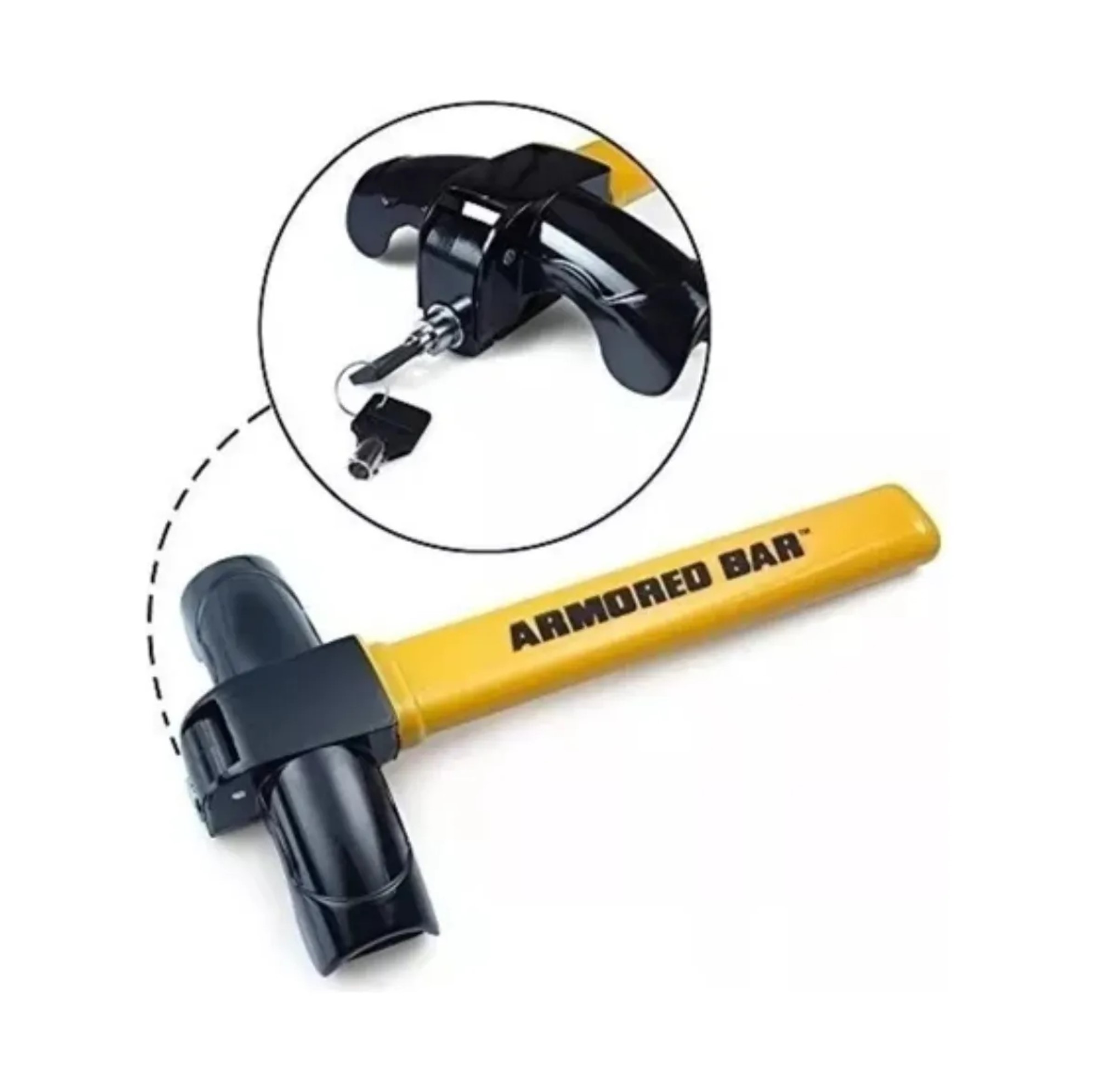 TRANCA VOLANTE PARA AUTO ANTIRROBO SEGURIDAD CON LLAVE - 4