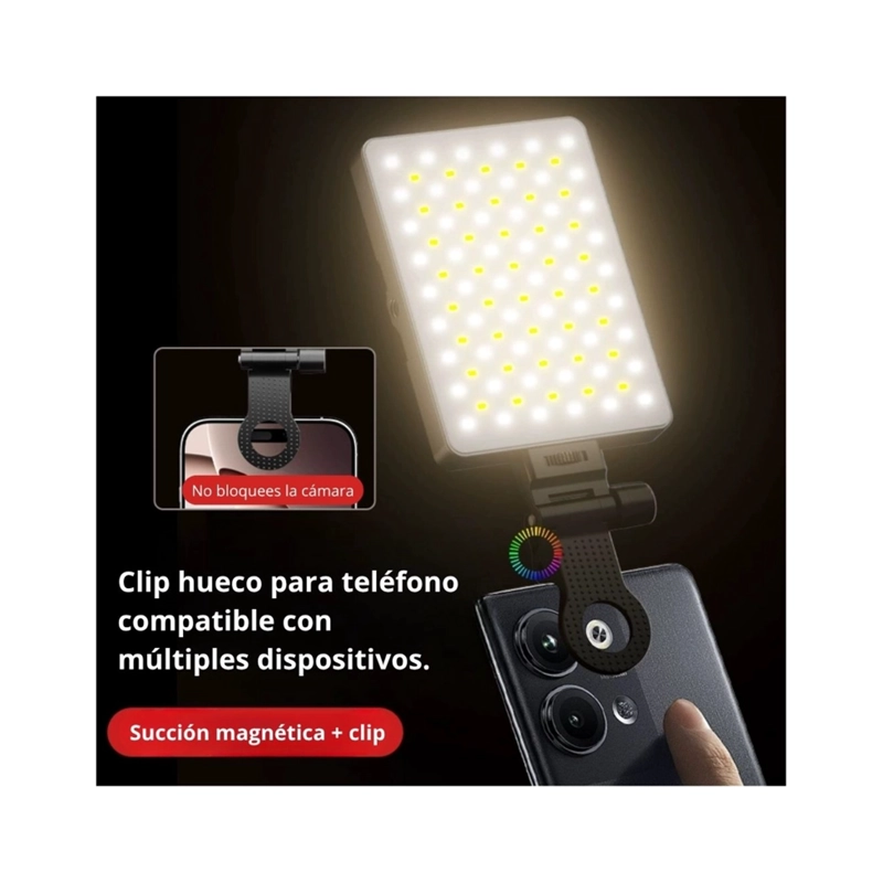 PANEL DE LUZ LED PORTATIL COLORES RGB AJUSTABLE PARA FOTOS Y VIDEOS - 2