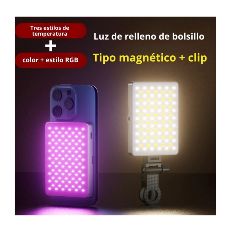 PANEL DE LUZ LED PORTATIL COLORES RGB AJUSTABLE PARA FOTOS Y VIDEOS - 3