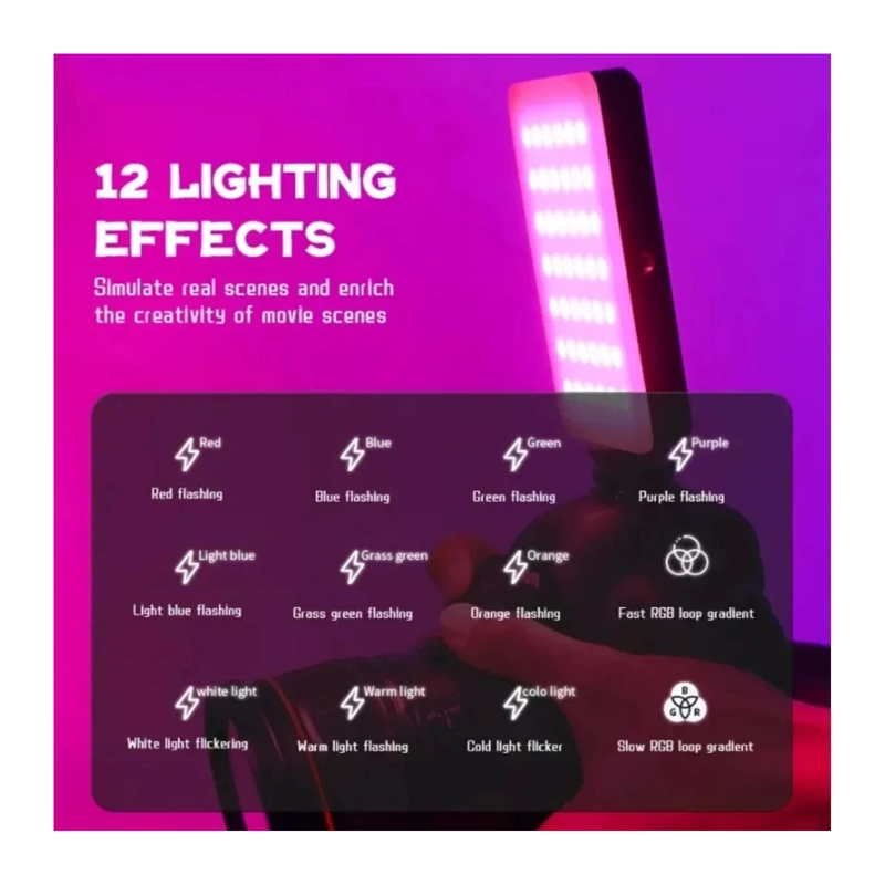 LUZ PORTATIL PANEL AJUSTABLE RGB PARA FOTOGRAFIAS Y VIDEOS - 4