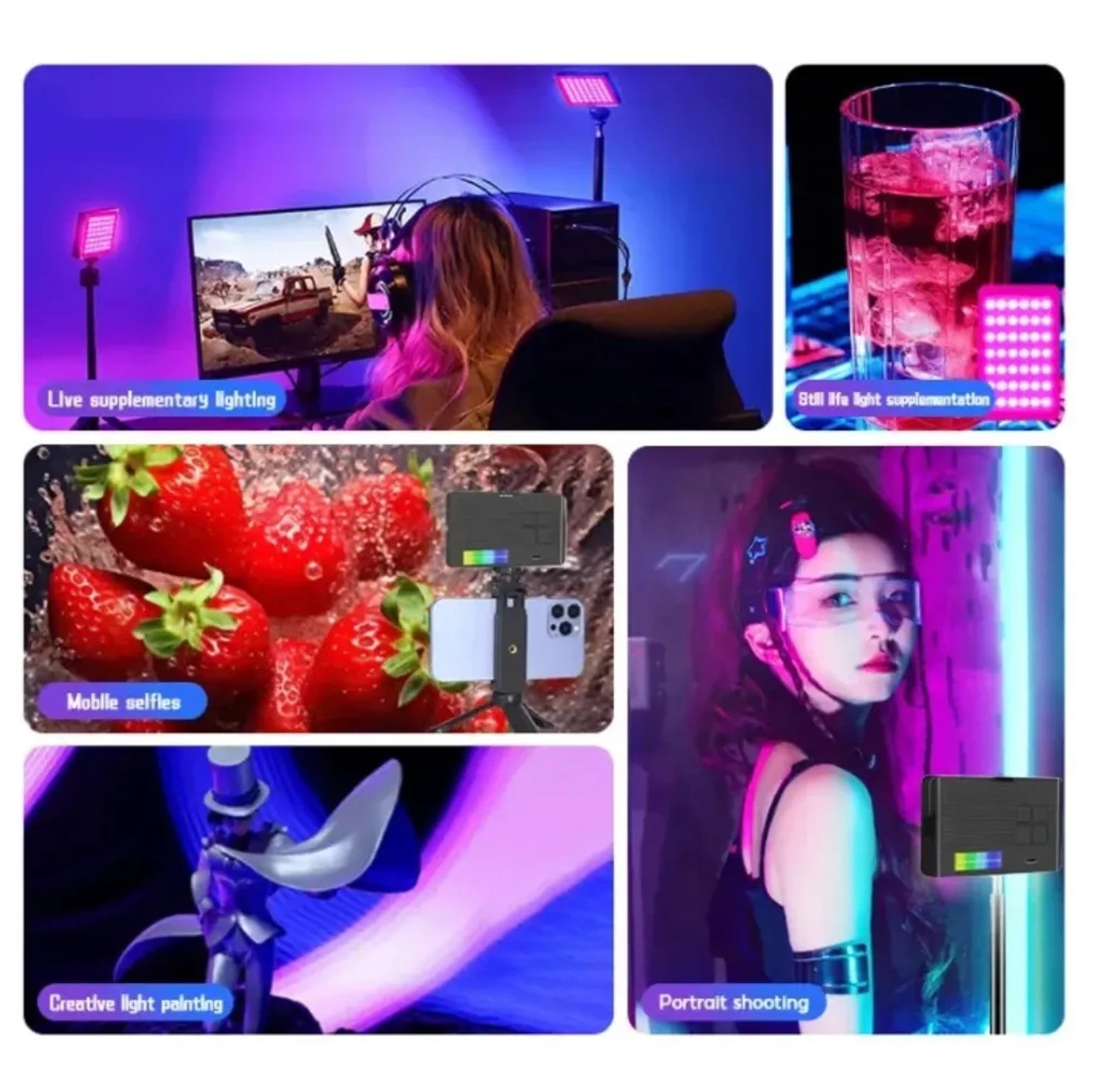 LUZ PORTATIL PANEL AJUSTABLE RGB PARA FOTOGRAFIAS Y VIDEOS - 5