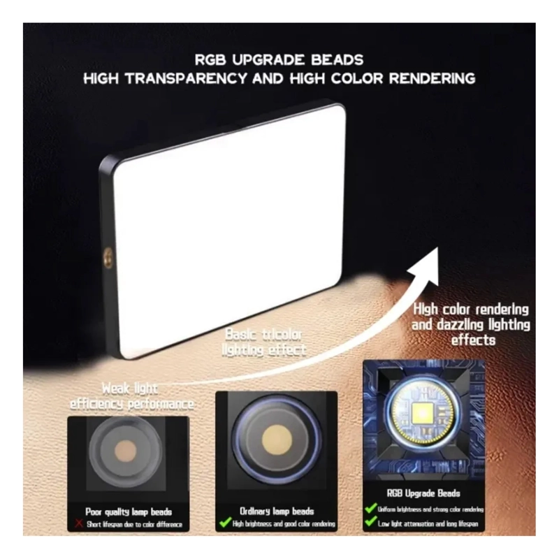 LUZ PORTATIL PANEL AJUSTABLE RGB PARA FOTOGRAFIAS Y VIDEOS - 8