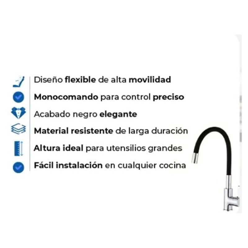 GRIFO FLEXIBLE MONOMANDO PARA LAVAPLATOS COCINA - 4