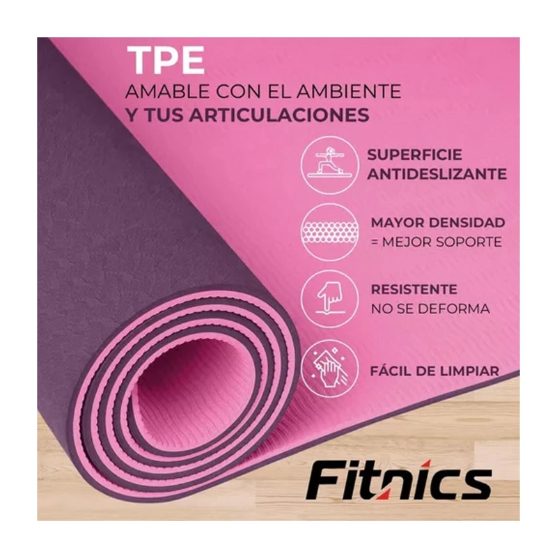 MAT YOGA COLCHONETA ECO 6MM DOBLE COLOR GUIAS BOLSO CORREA - 5