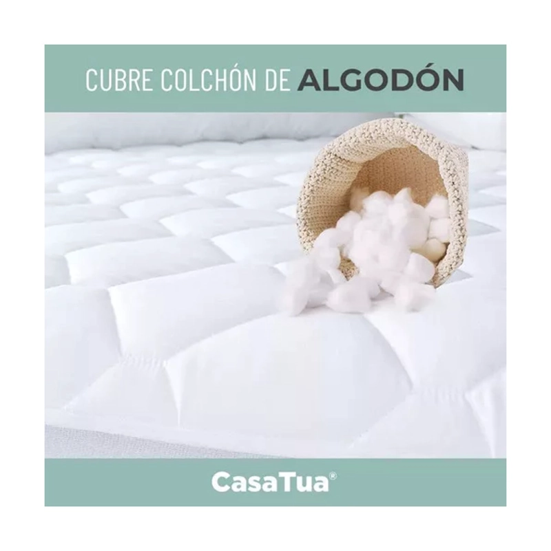 CUBRE COLCHON PROTECTOR IMPERMEABLE KING BLANCO - 2