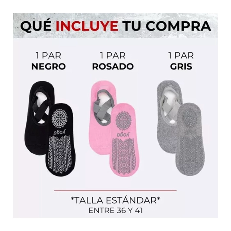 CALCETINES ANTIDESLIZANTES YOGA PILATES FITNICS SET 3 PARES - 2