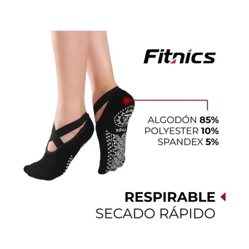 CALCETINES ANTIDESLIZANTES YOGA PILATES FITNICS SET 3 PARES - 3