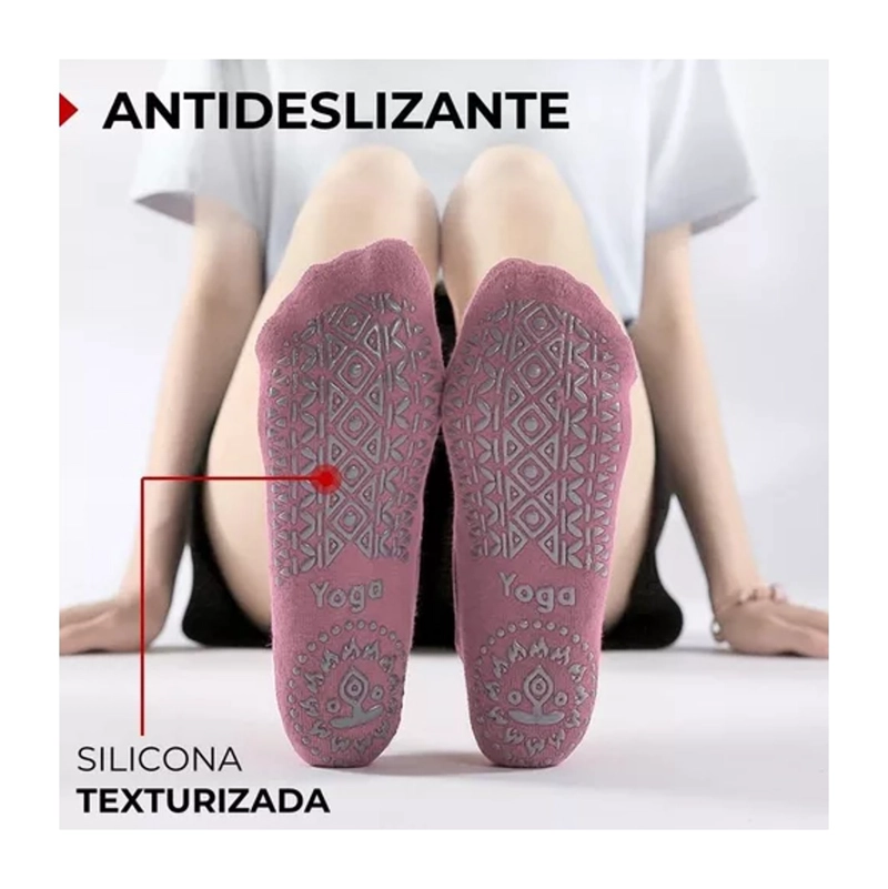 CALCETINES ANTIDESLIZANTES YOGA PILATES FITNICS SET 3 PARES - 4