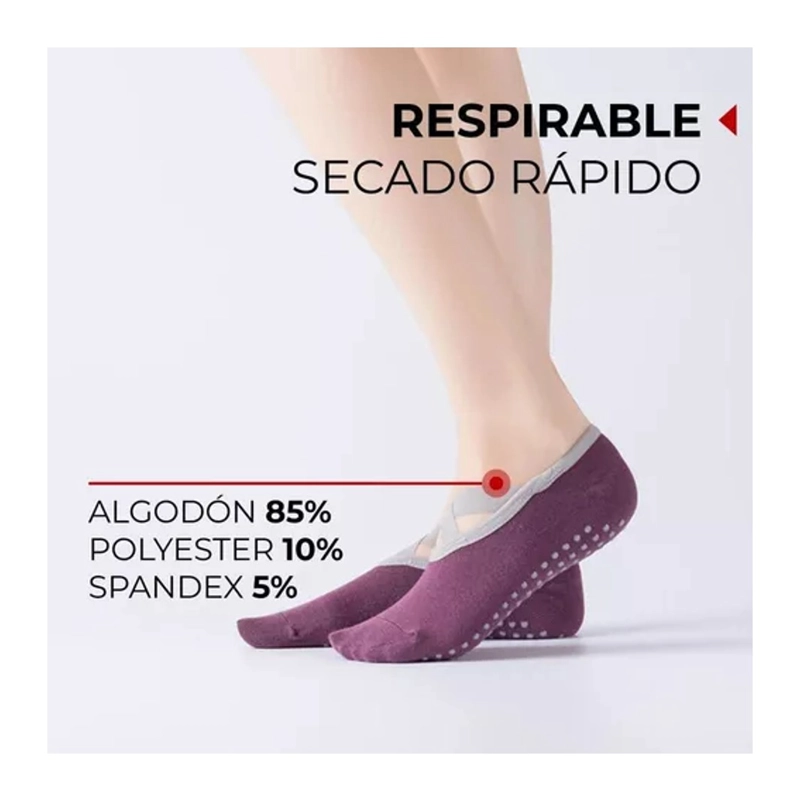 CALCETINES ANTIDESLIZANTES YOGA PILATES FITNICS SET 3 PARES - 4