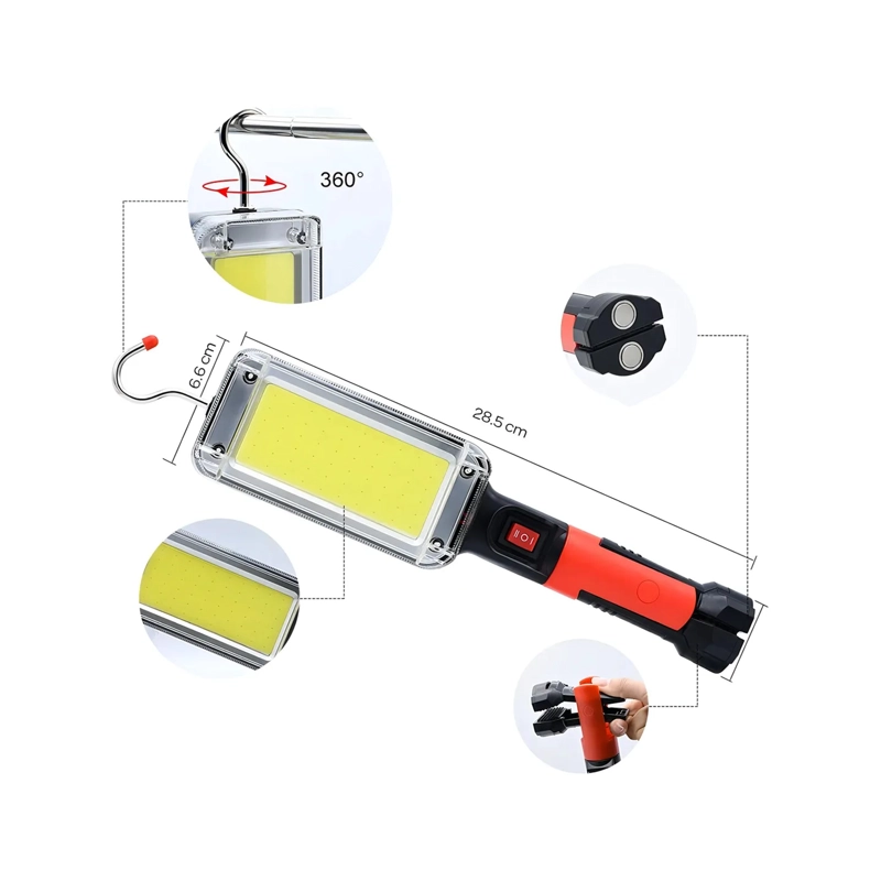LAMPARA TRABAJO PESADO CAMPING 700LM USB IMANTADA GANCHO RECARGABLE LED - 2