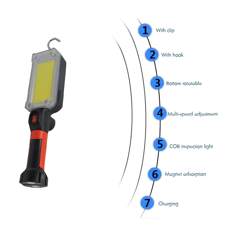 LAMPARA TRABAJO PESADO CAMPING 700LM USB IMANTADA GANCHO RECARGABLE LED - 6