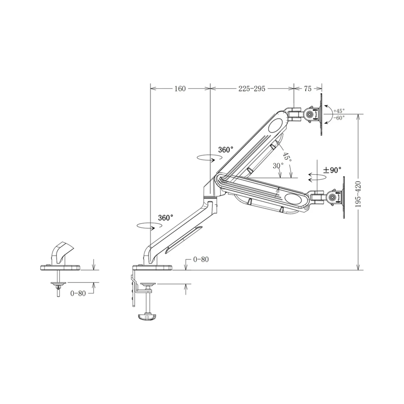 SOPORTE ERGONOMICO DE MESA PARA TV O MONITOR BRAZO 17 A 30 PULGADAS - 3