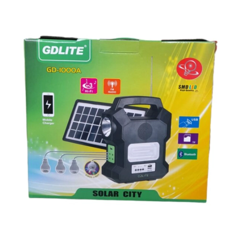 KIT SOLAR PORTATIL RECARGABLE CAMPING MP3 USB GD-1000A - 1
