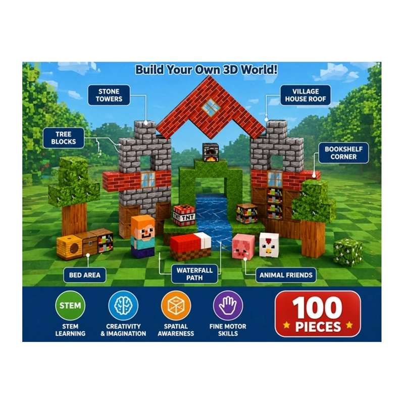 JUGUETE 100 BLOQUES MAGNE TICOS DE CONSTRUCCION PARA NIÑOS - 4