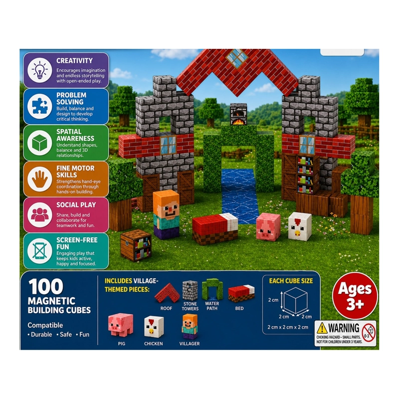 JUGUETE 100 BLOQUES MAGNE TICOS DE CONSTRUCCION PARA NIÑOS - 5