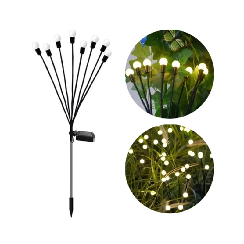 PACK X2 LUCES LED CARGA SOLAR PARA JARDIN ESTACAS LUCIERNAGAS - 1