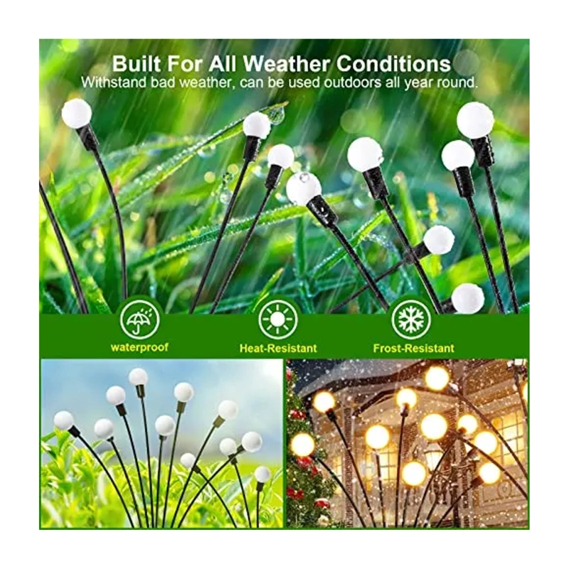 PACK X2 LUCES LED CARGA SOLAR PARA JARDIN ESTACAS LUCIERNAGAS - 6