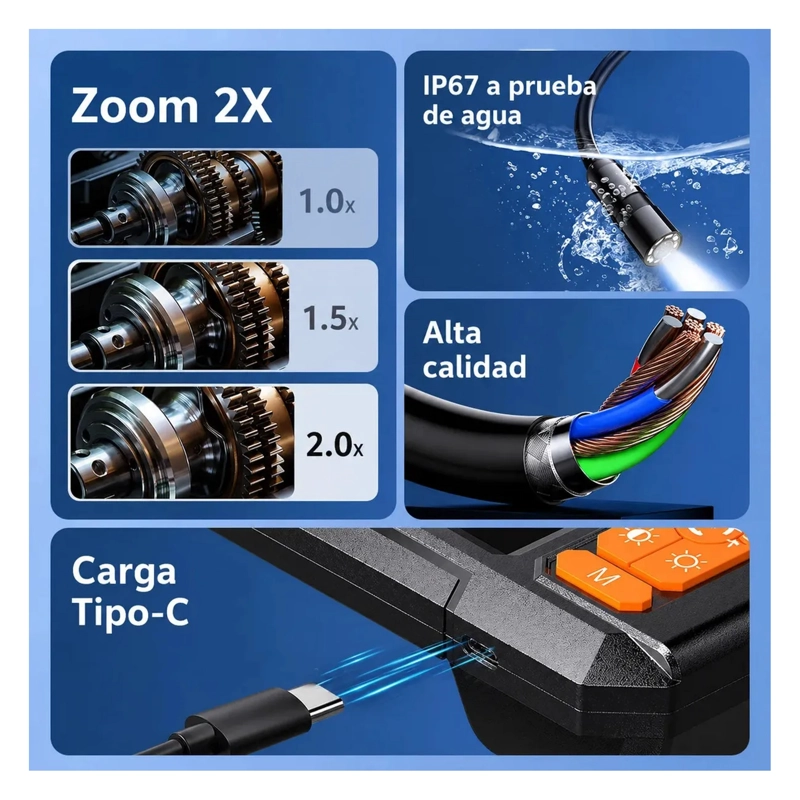 CAMARA ENDOSCOPICA INDUSTRIAL P410 CON CABLE 15M 1080P - 7