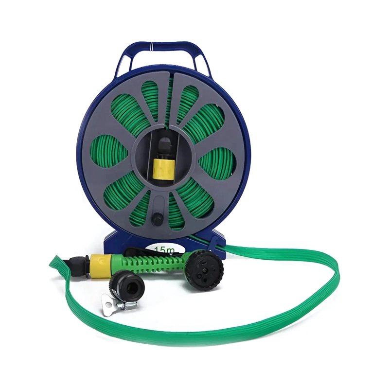 MANGUERA DE JARDIN RETRACTIL 15MTS CARRETE Y PULVERIZADOR 7 MODOS - 1
