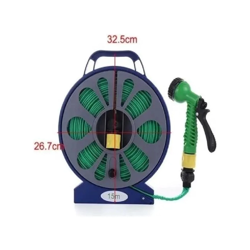 MANGUERA DE JARDIN RETRACTIL 15MTS CARRETE Y PULVERIZADOR 7 MODOS - 2
