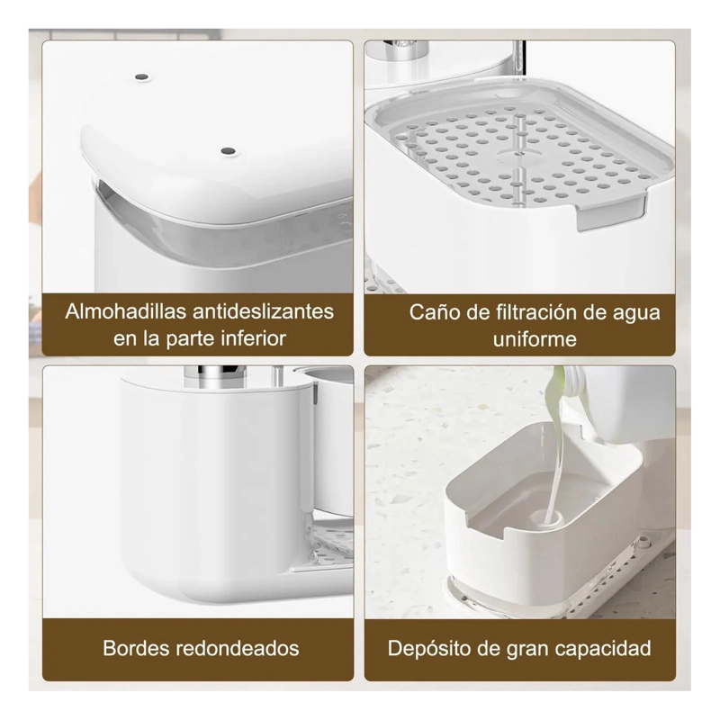 DISPENSADOR DE JABON DE COCINA CON TOALLERO Y PORTAESPONJAS - 3