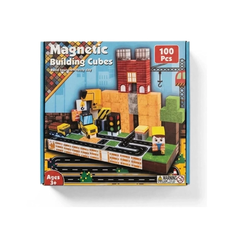BLOQUES MAGNE TICOS DE CONSTRUCCION CIUDAD Y GRUA SET DIDACTICO 100 PIEZAS - 3