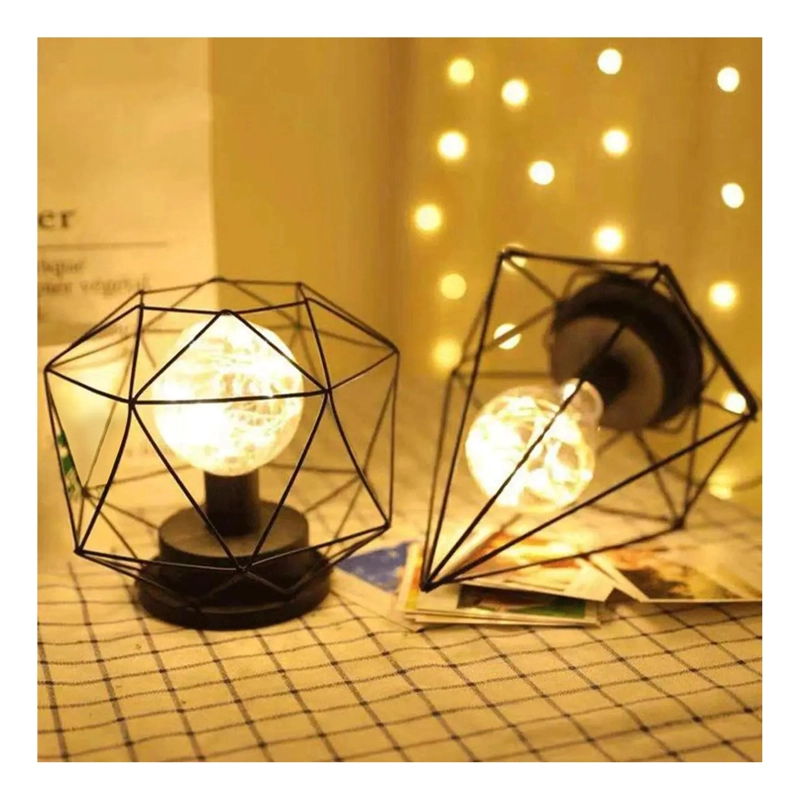 PACK X4 LAMPARAS DE MESA GEOMETRICAS LUZ LED PILAS AA - 4
