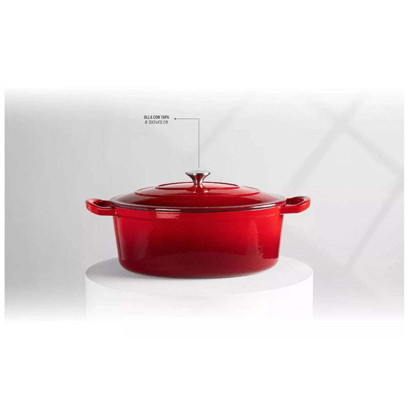 OLLA CON TAPA DE HIERRO FUNDIDO 31CM ANTIADHRENTE - 6