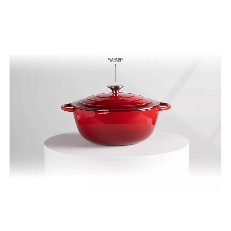 OLLA CON TAPA DE HIERRO FUNDIDO ANTIADHERENTE 24CM - 2