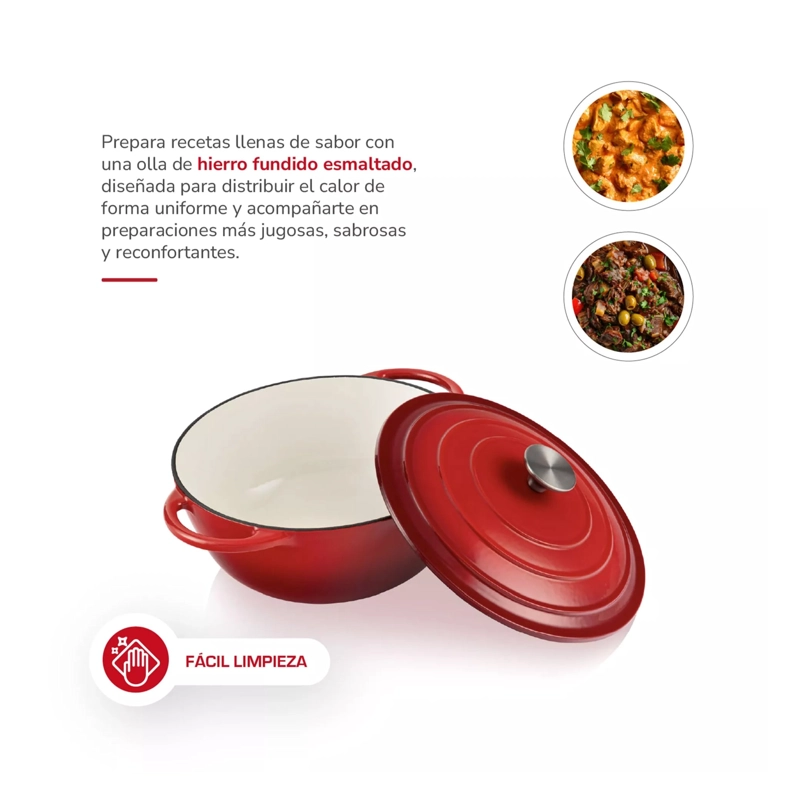 OLLA CON TAPA DE HIERRO FUNDIDO ANTIADHERENTE 24CM - 4