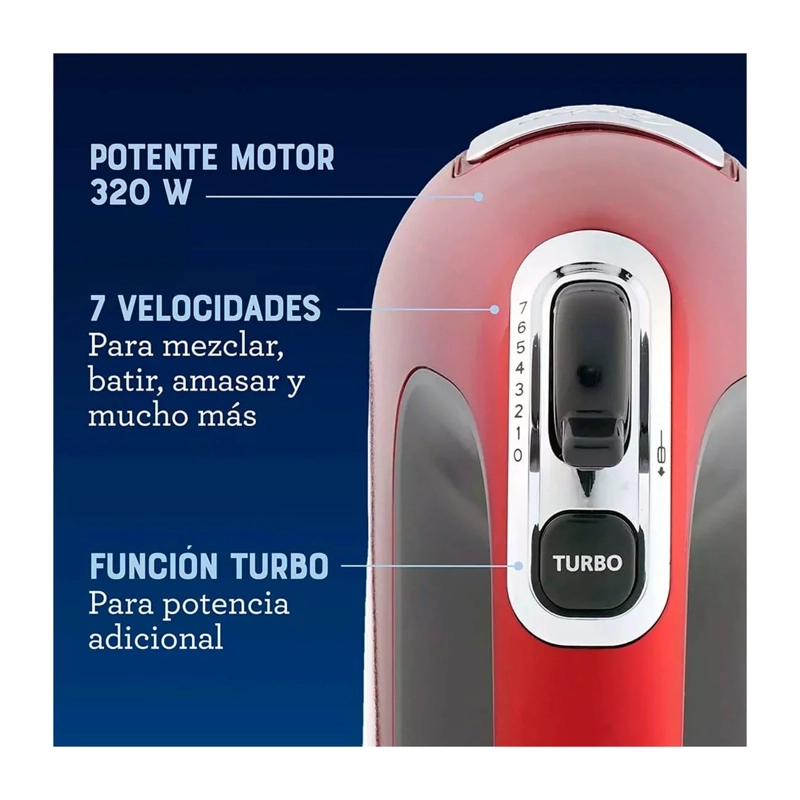 BATIDORA ELECTRICA OSTER DE MANO 7 VELOCIDADES + TURBO 320W - 4