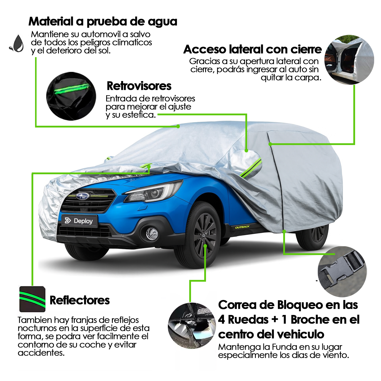 CARPA CUBRE AUTO PREMIUM RESISTENCIA TOTAL INTERIOR FELPA - 7
