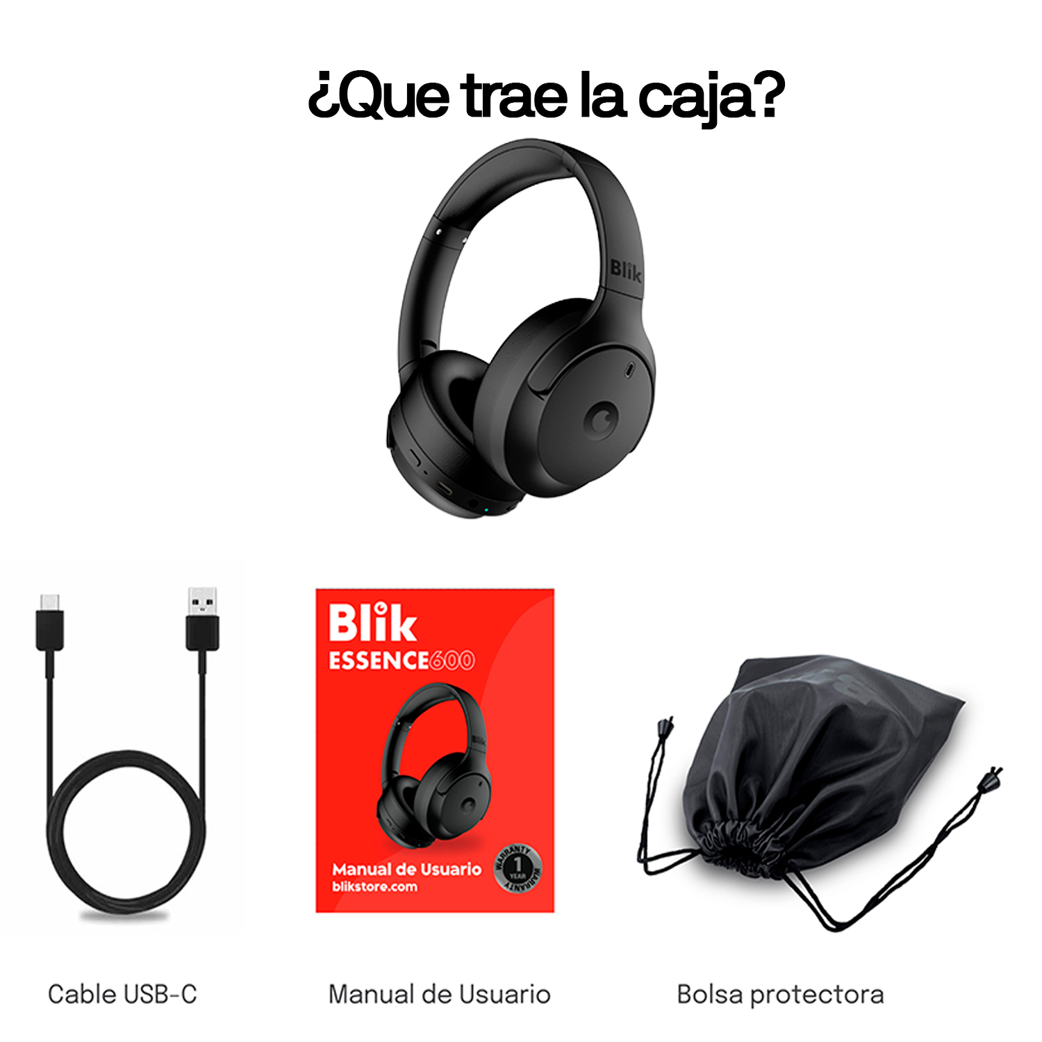 AUDIFONOS INALAMBRICOS BLIK ESSENCE600 BLUETOOTH 5.4 ALCANCE 10MTS BATERIA 80H BAJA LANTECIA 89MS - 7