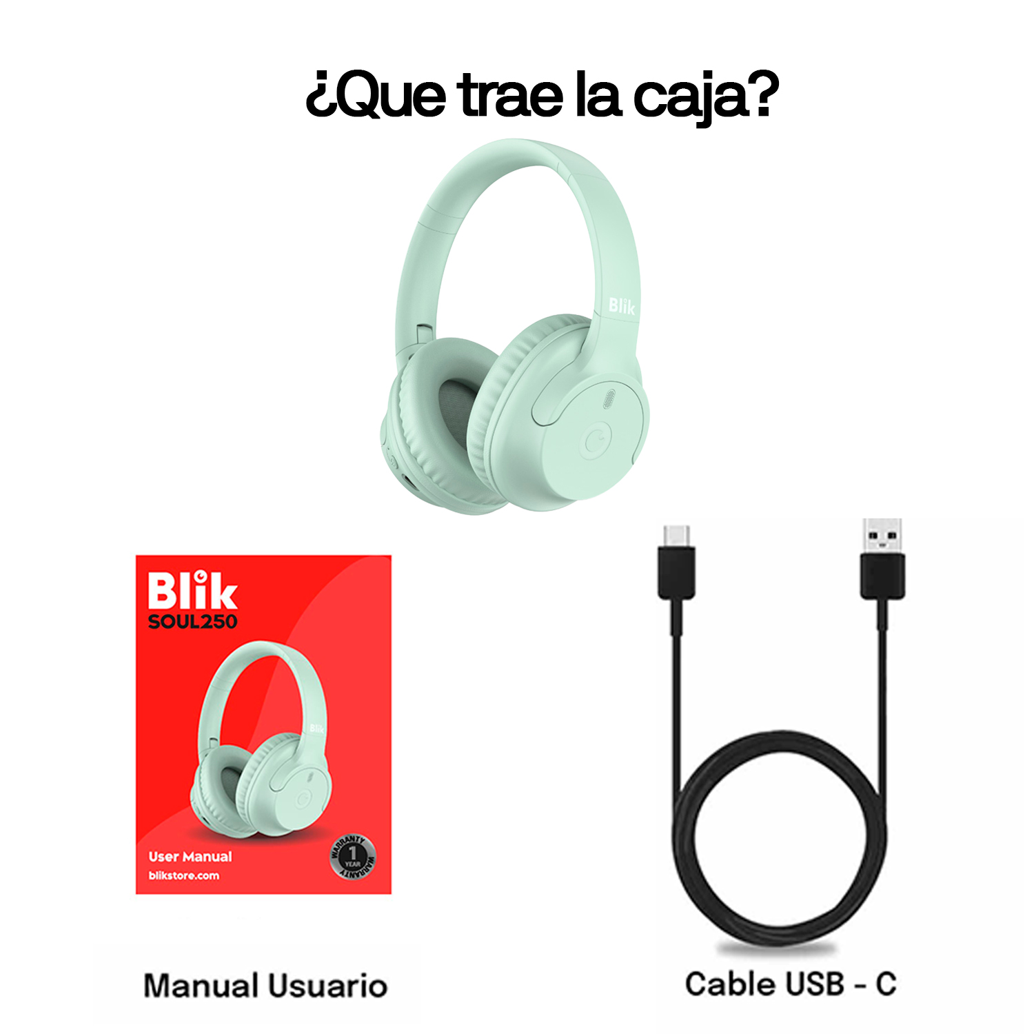 AUDIFONOS INALAMBRICOS BLIK SOUL250 BLUETOOTH 5.4 ALCANCE 10MTS BATERIA 20 HRS VERDE - 7