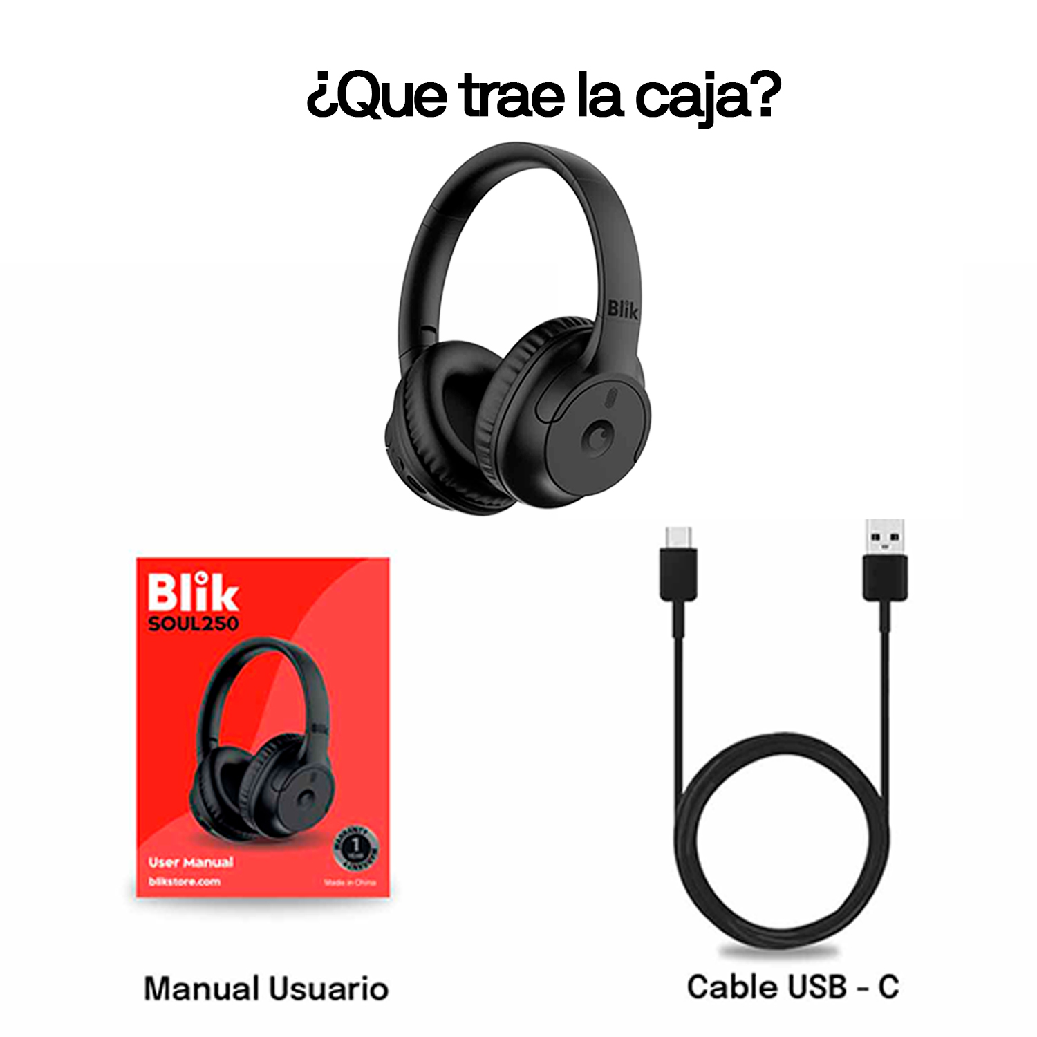 AUDIFONOS INALAMBRICOS BLIK SOUL250 BLUETOOTH 5.4 ALCANCE 10MTS BATERIA 20 HRS NEGRO - 8