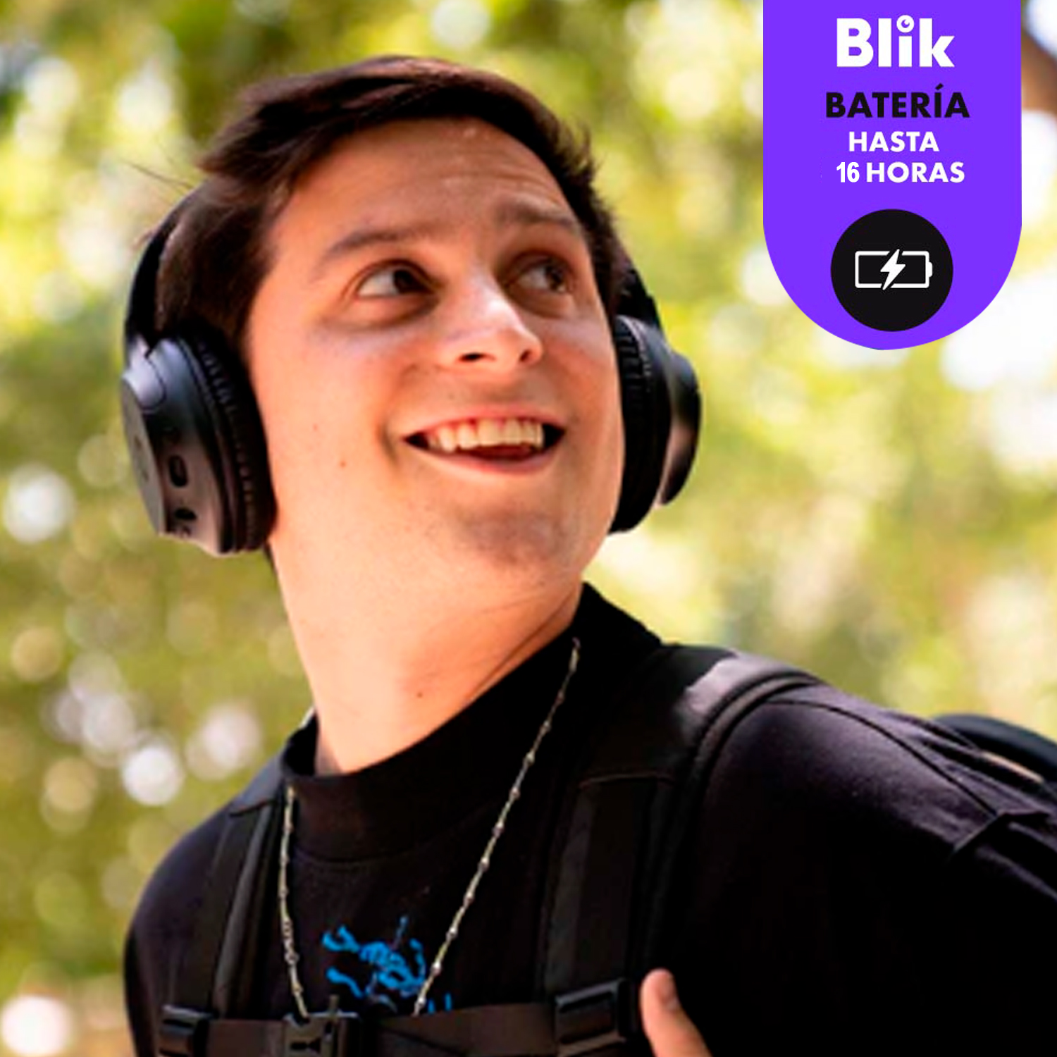 AUDIFONOS INALAMBRICOS BLIK SOUL250 BLUETOOTH 5.4 ALCANCE 10MTS BATERIA 20 HRS NEGRO - 9