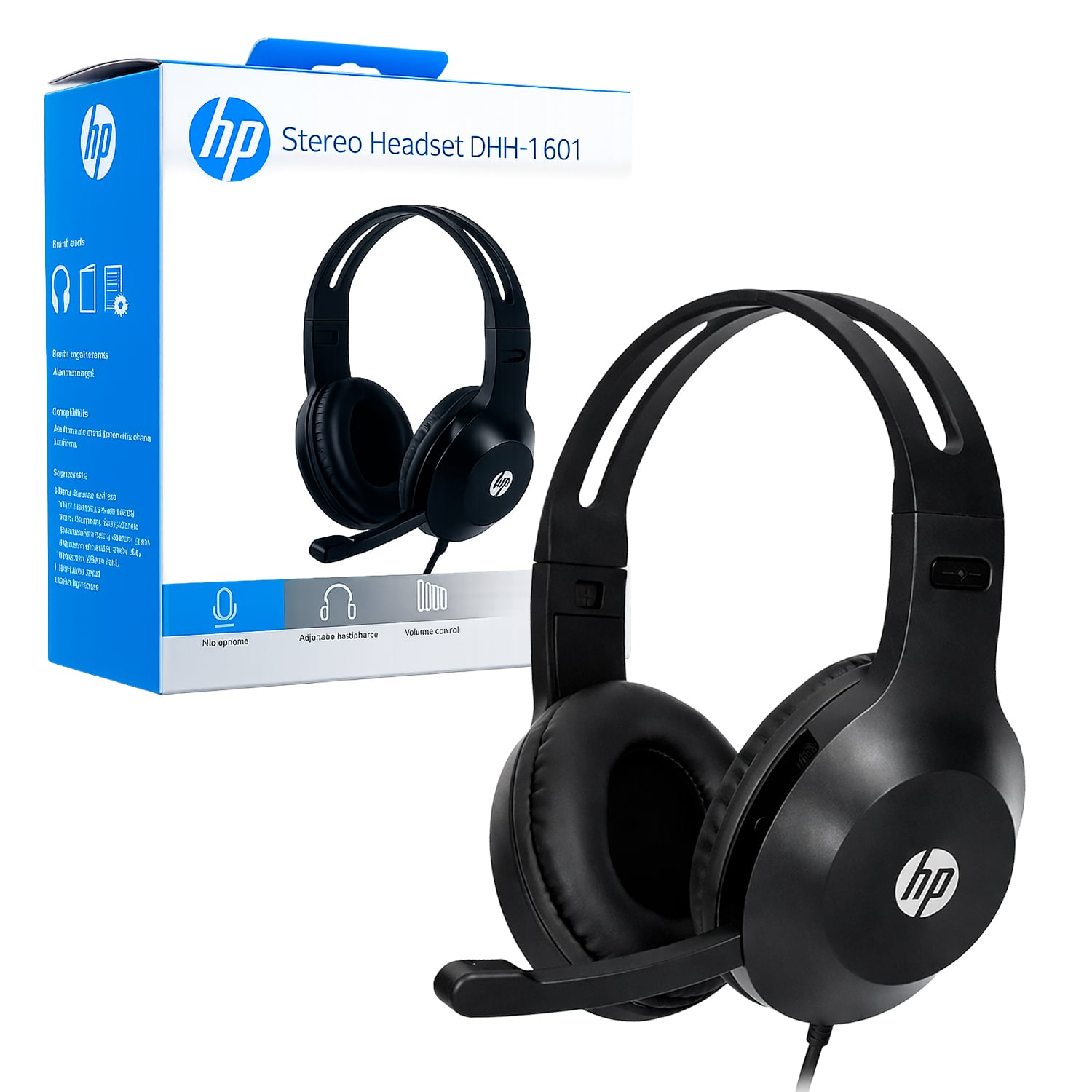 AUDIFONOS ALAMBRICO HP DHH-1601 ESTEREO JACK 3.5MM MICROFONO - 1