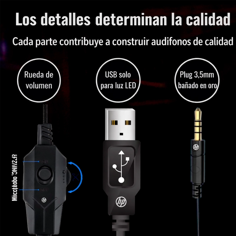 AUDIFONOS ALAMBRICOS HP H220 GAMING AUX PC CEL PS4 XBOX ONE - 2