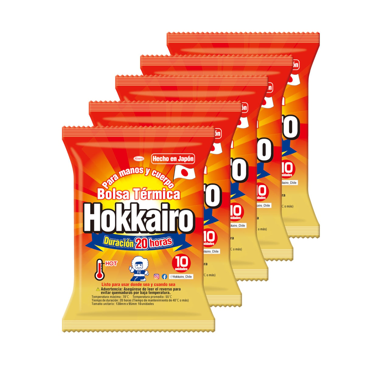5 PACKS (50 UNIDADES) CALENTADOR HOKKAIRO - BOLSA TÉRMICA - 1