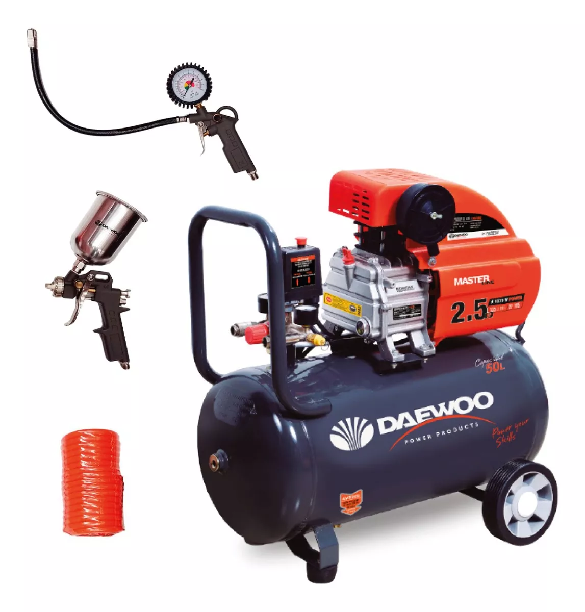KIT DAEWOO COMPRESOR ELÉCTRICO DAC50D 50L 2.5HP + ACCESORIOS - 1
