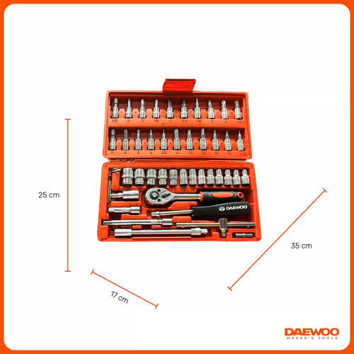 SET DE HERRAMIENTAS DADOS/PUNTAS DAEWOO DAHTS046-D 46 PIEZAS - 3