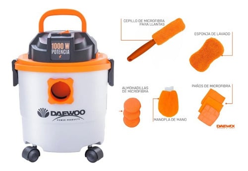 ASPIRADORA DE TACHO POLVO Y AGUA DAEWOO 15L 1000W + SET ESPONJAS - 1