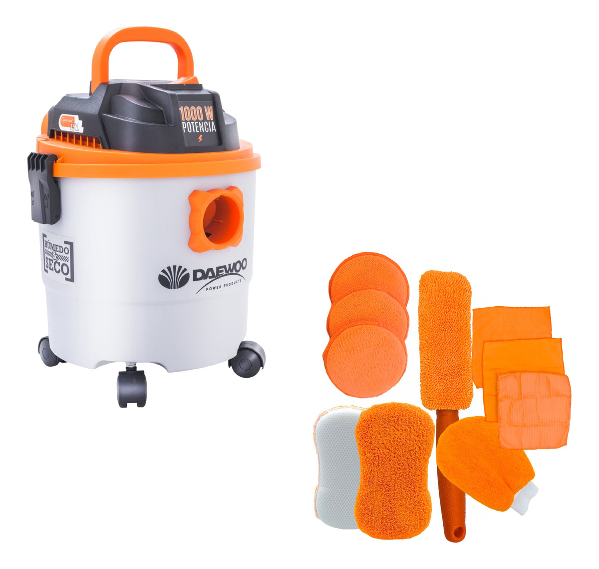 ASPIRADORA DE TACHO POLVO Y AGUA DAEWOO 15L 1000W + SET ESPONJAS - 2