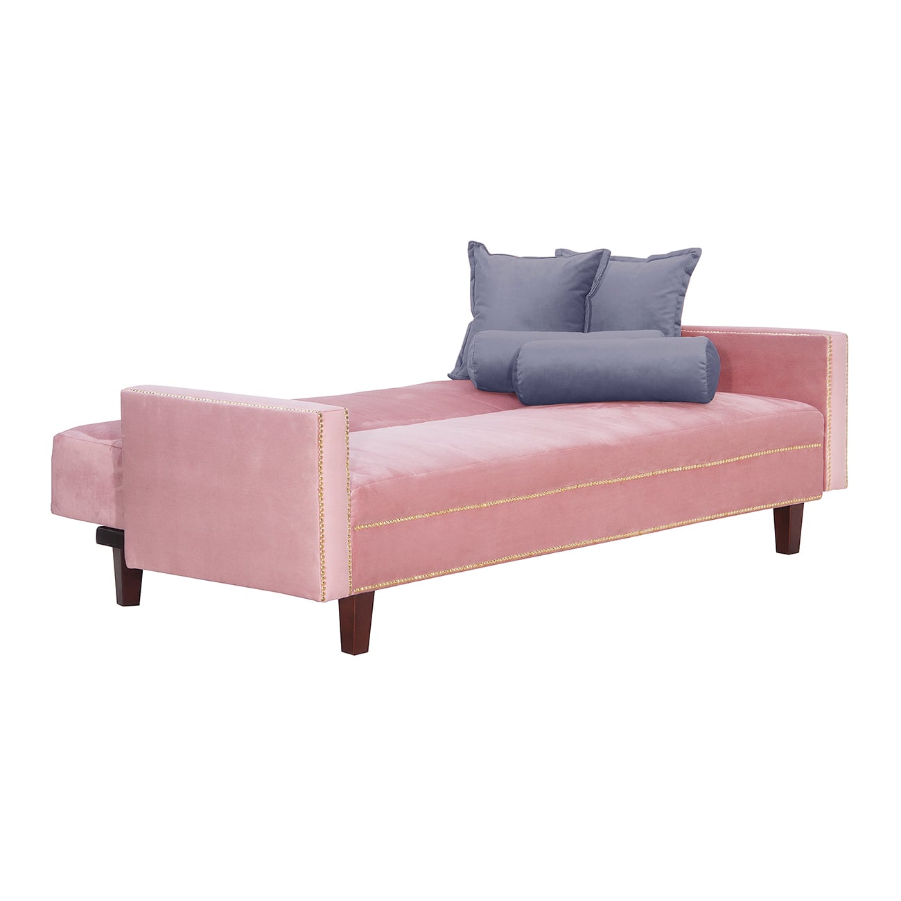 FUTÓN 3 CUERPOS FELPA ROSADO SOFA CAMA VANGUARDIA 200 X110 ROSA GRIS - 3