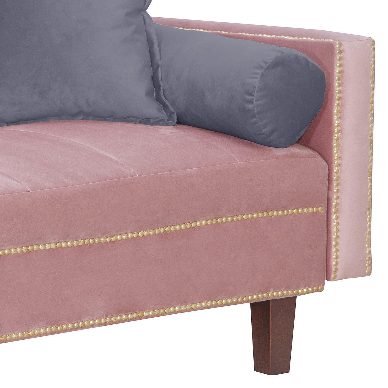 FUTÓN 3 CUERPOS FELPA ROSADO SOFA CAMA VANGUARDIA 200 X110 ROSA GRIS - 4