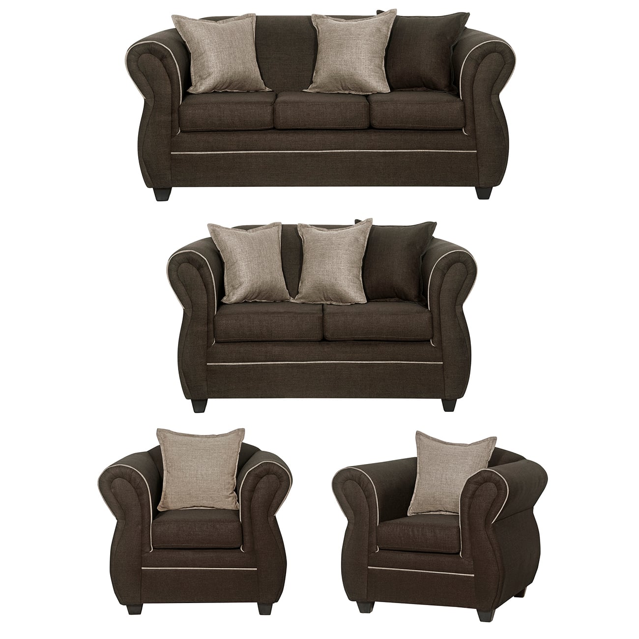 JUEGO LIVING EMILI 3 2 1 1 CAFÉ - 1