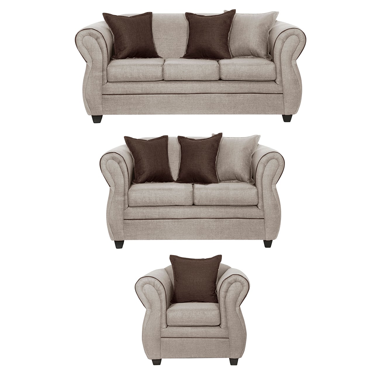 JUEGO LIVING EMILI 3 2 1 BEIGE - 1