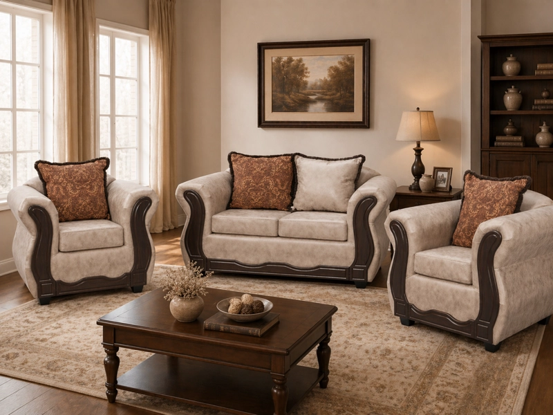 JUEGO DE LIVING 2 1 1 SOFIA PU BEIGE - 1