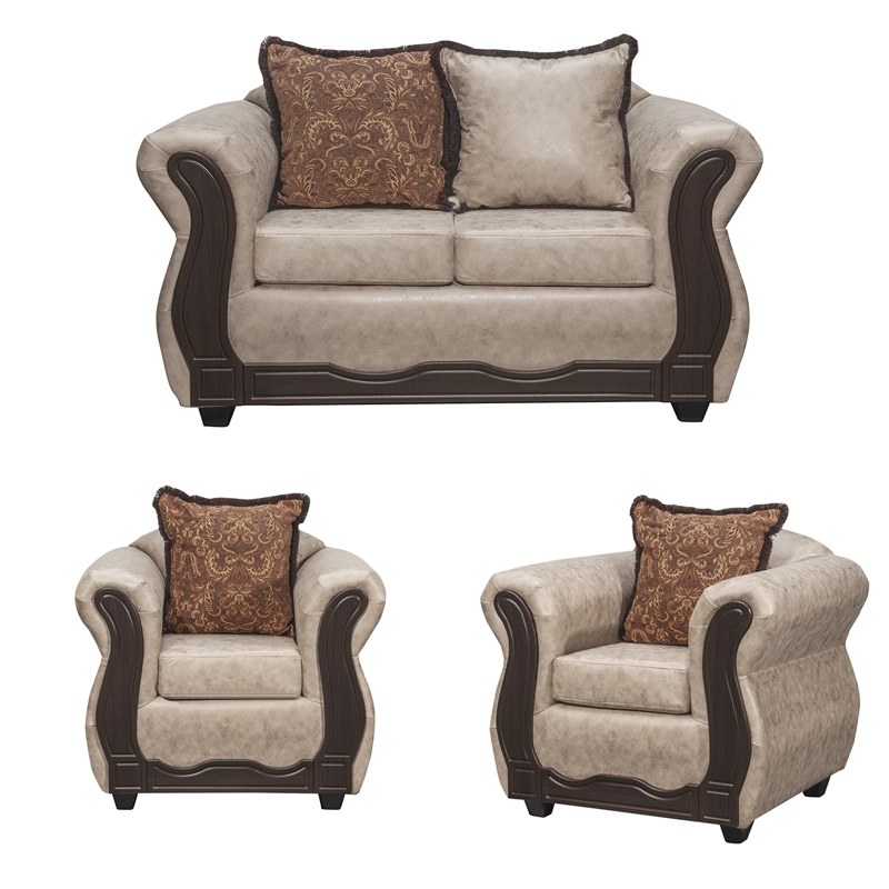 JUEGO DE LIVING 2 1 1 SOFIA PU BEIGE - 2