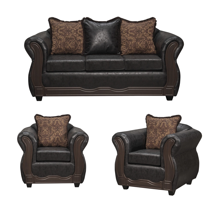 JUEGO DE LIVING 3 1 1 SOFIA PU EN COLOR NEGRO - 2